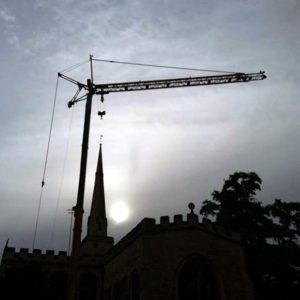 Self Erecting Tower Crane At Holy Trinity Church in Cambridge