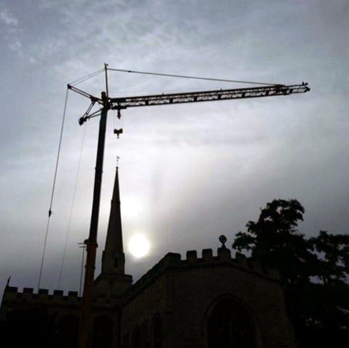 Self Erecting Tower Crane At Holy Trinity Church in Cambridge