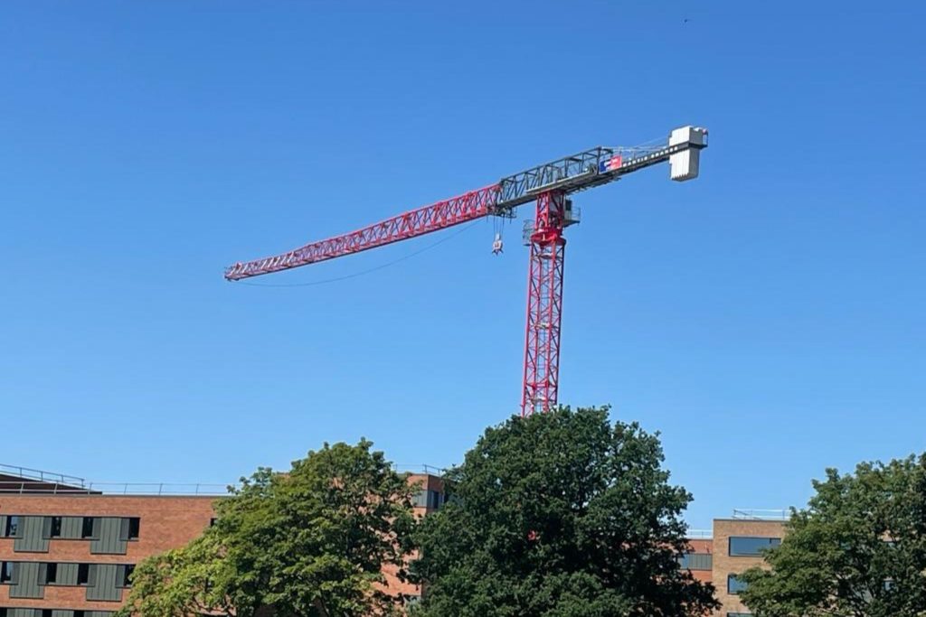 Mantis Cranes TLS70 12T tower crane on Cranfield university site