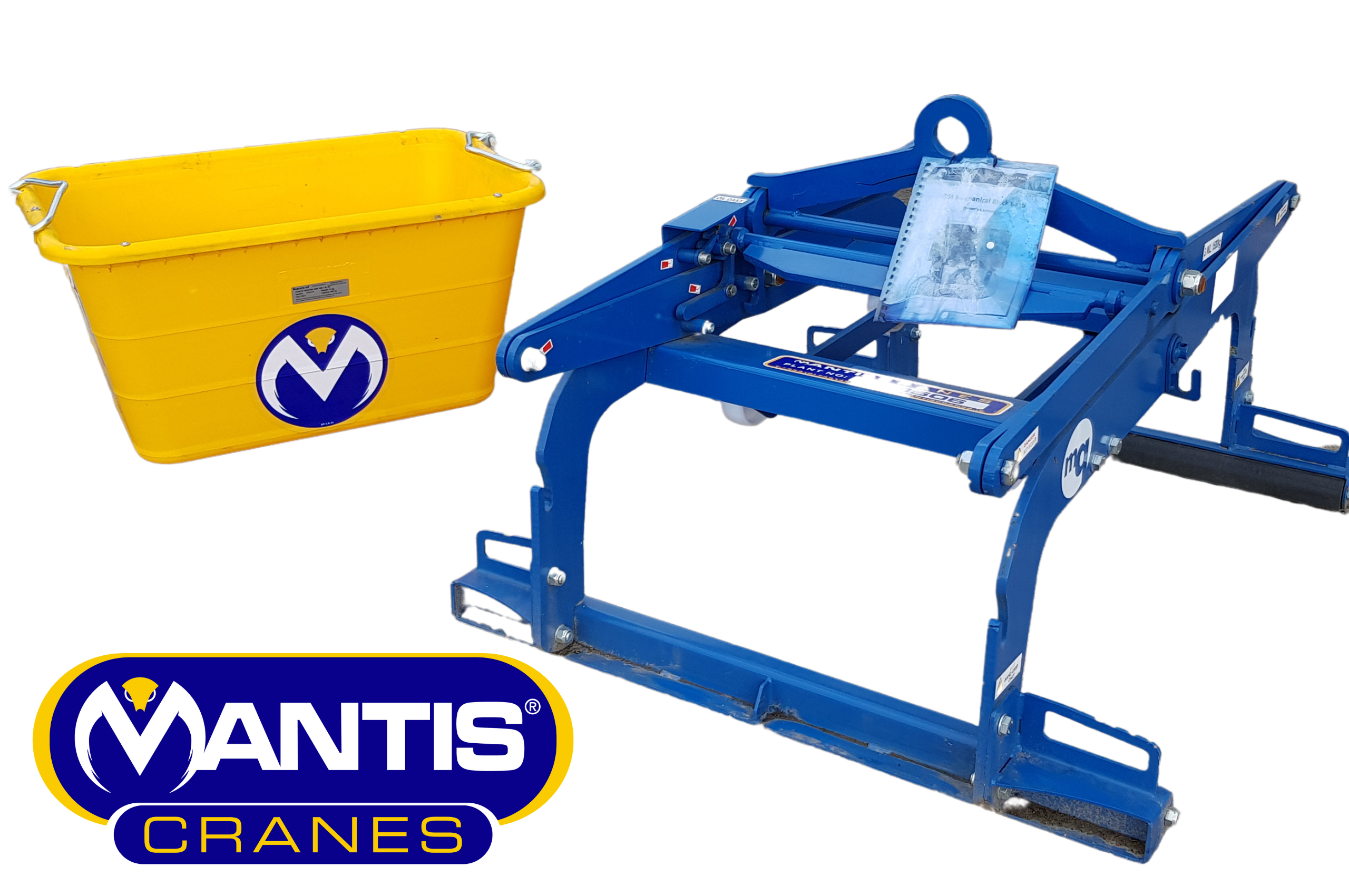 Block grab and mortar tub from Mantis Cranes
