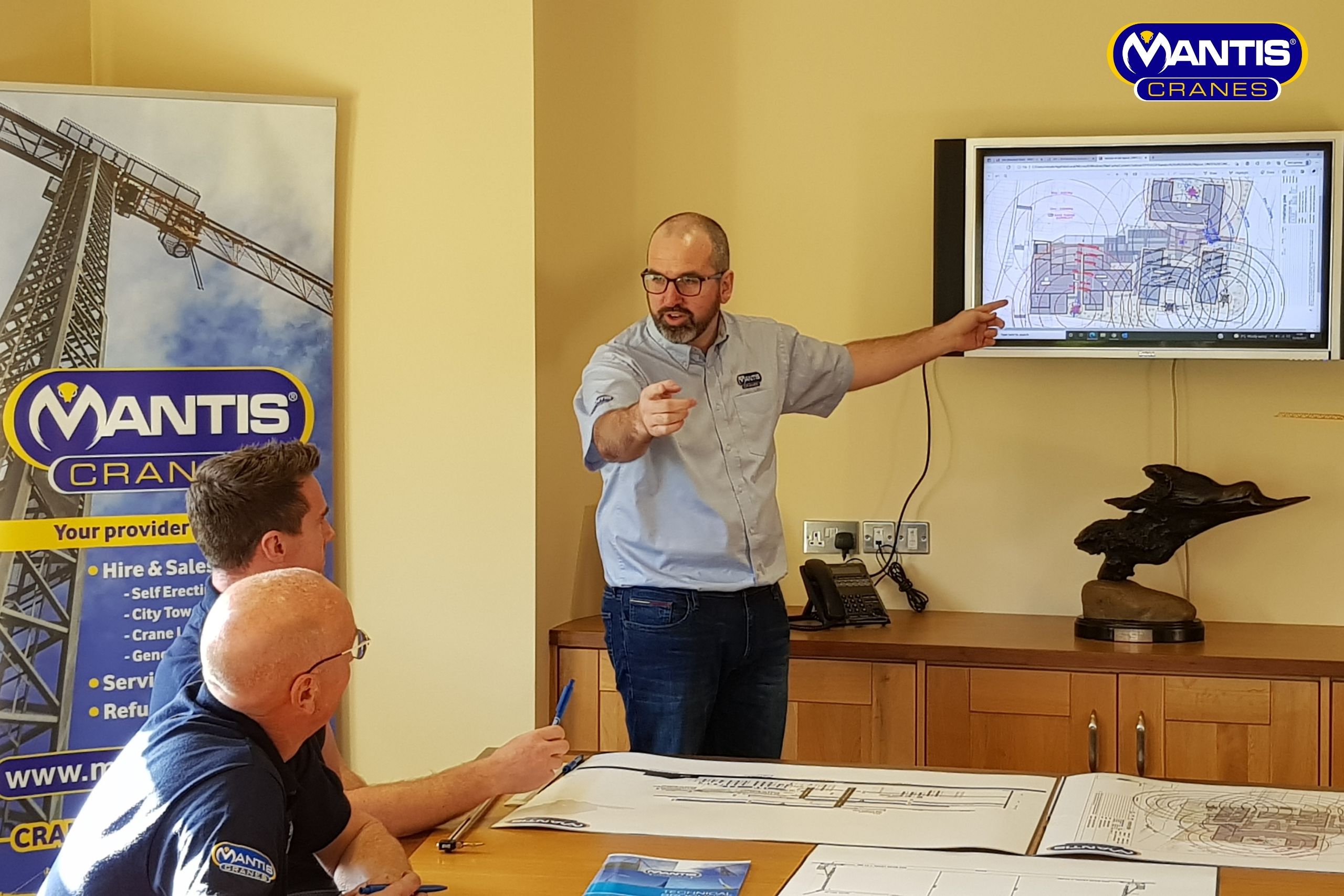 Mantis Cranes Technical Sales Team review site drawings