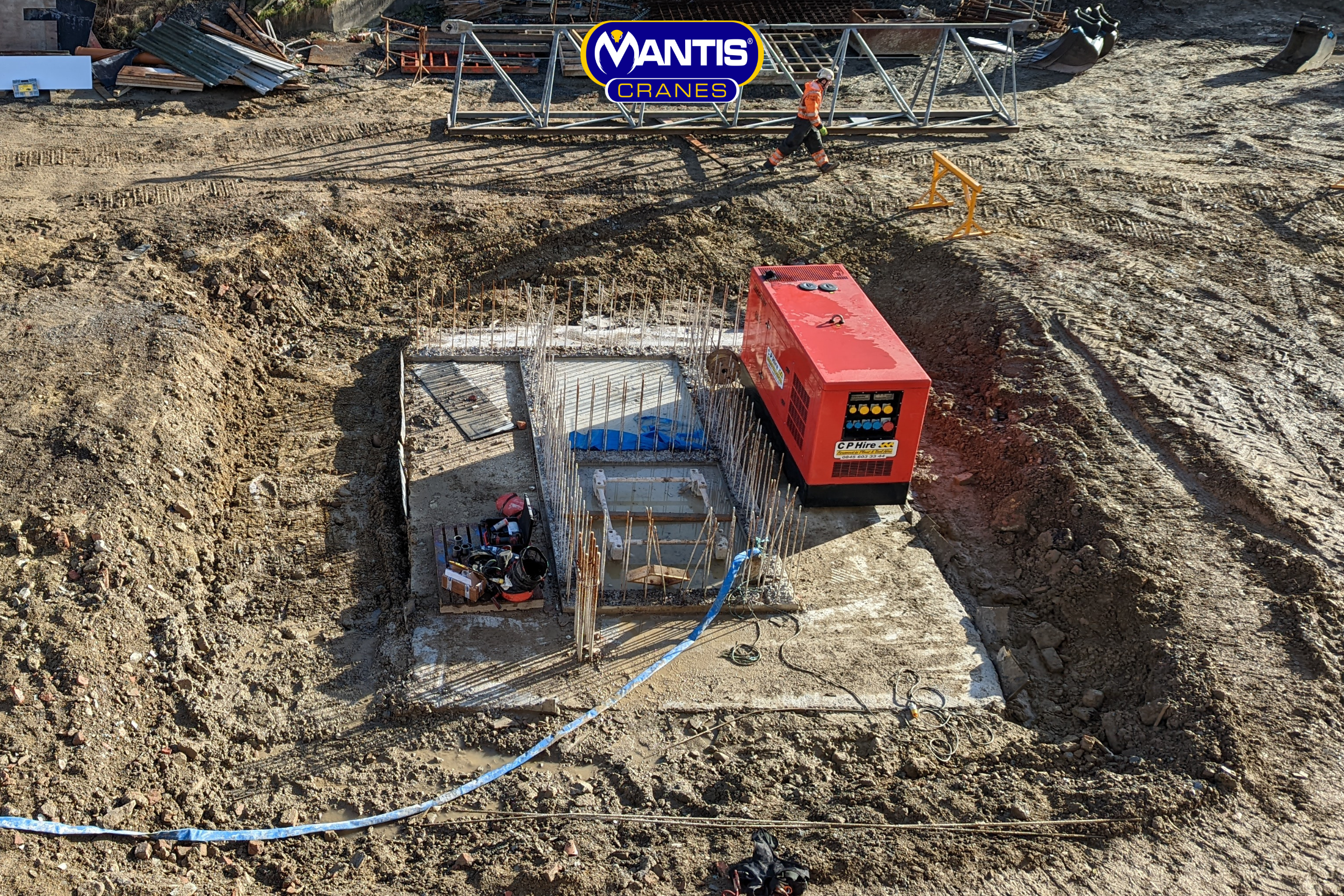 city tower crane erection Tower crane base installed for crane erection