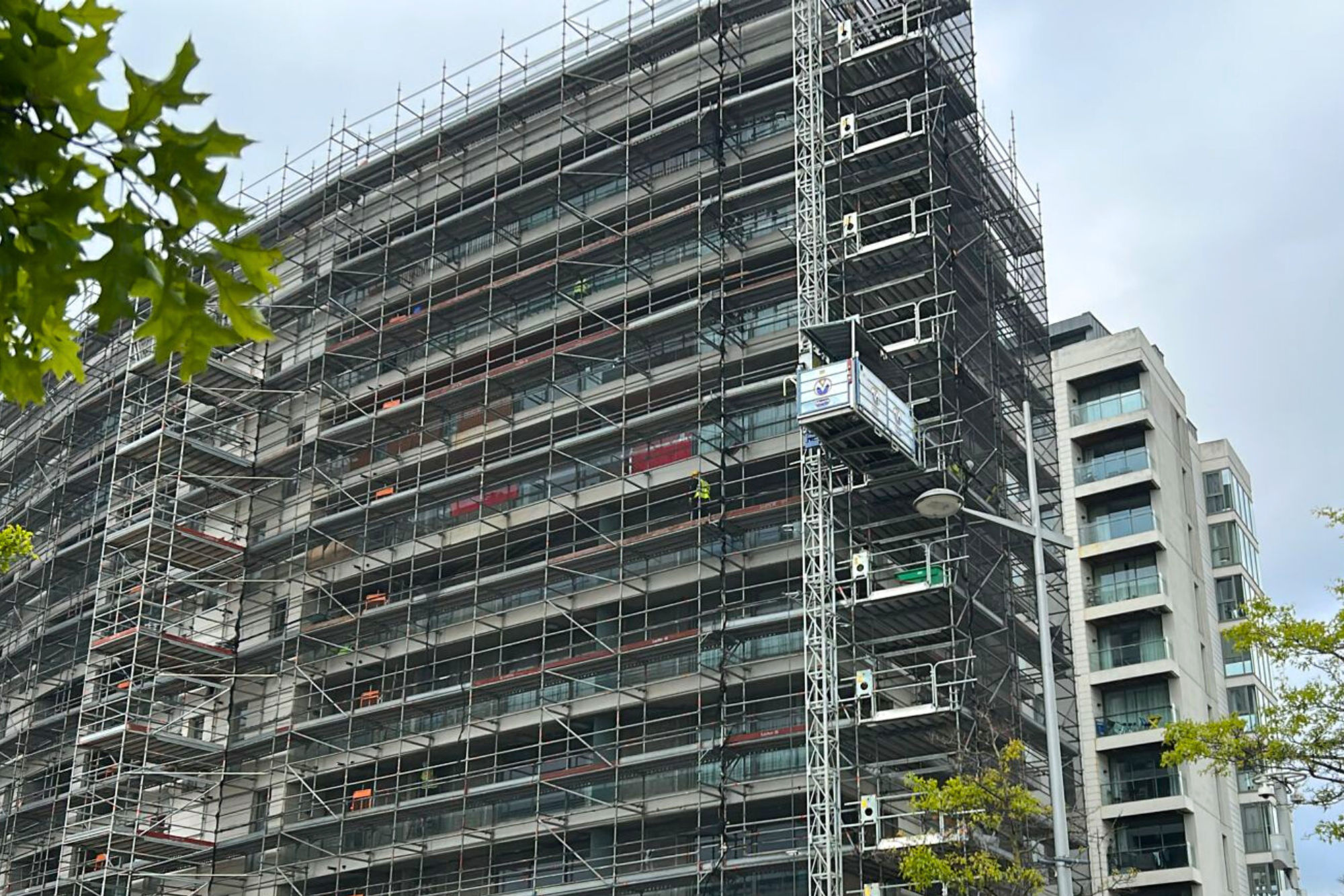 A photo of a construction hoist
