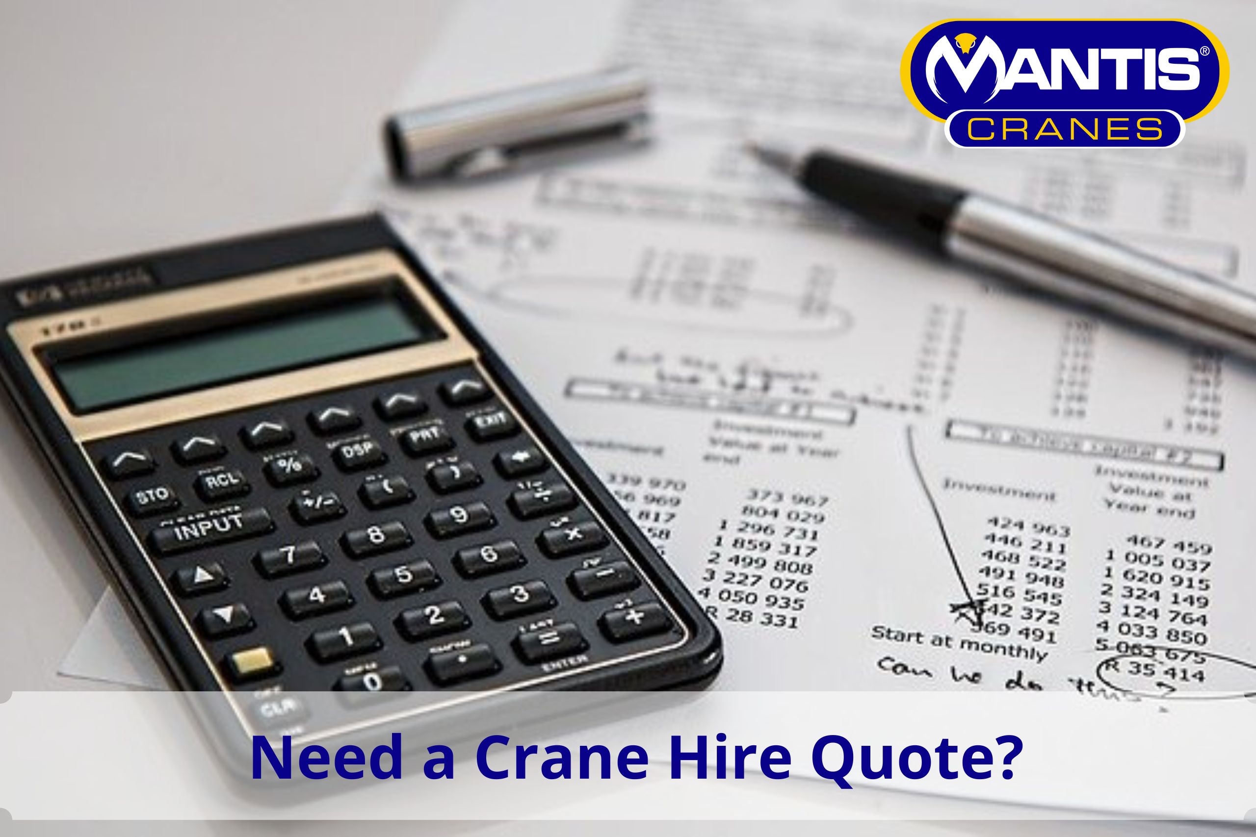 A photo of a calculator to use in a crane hire quote