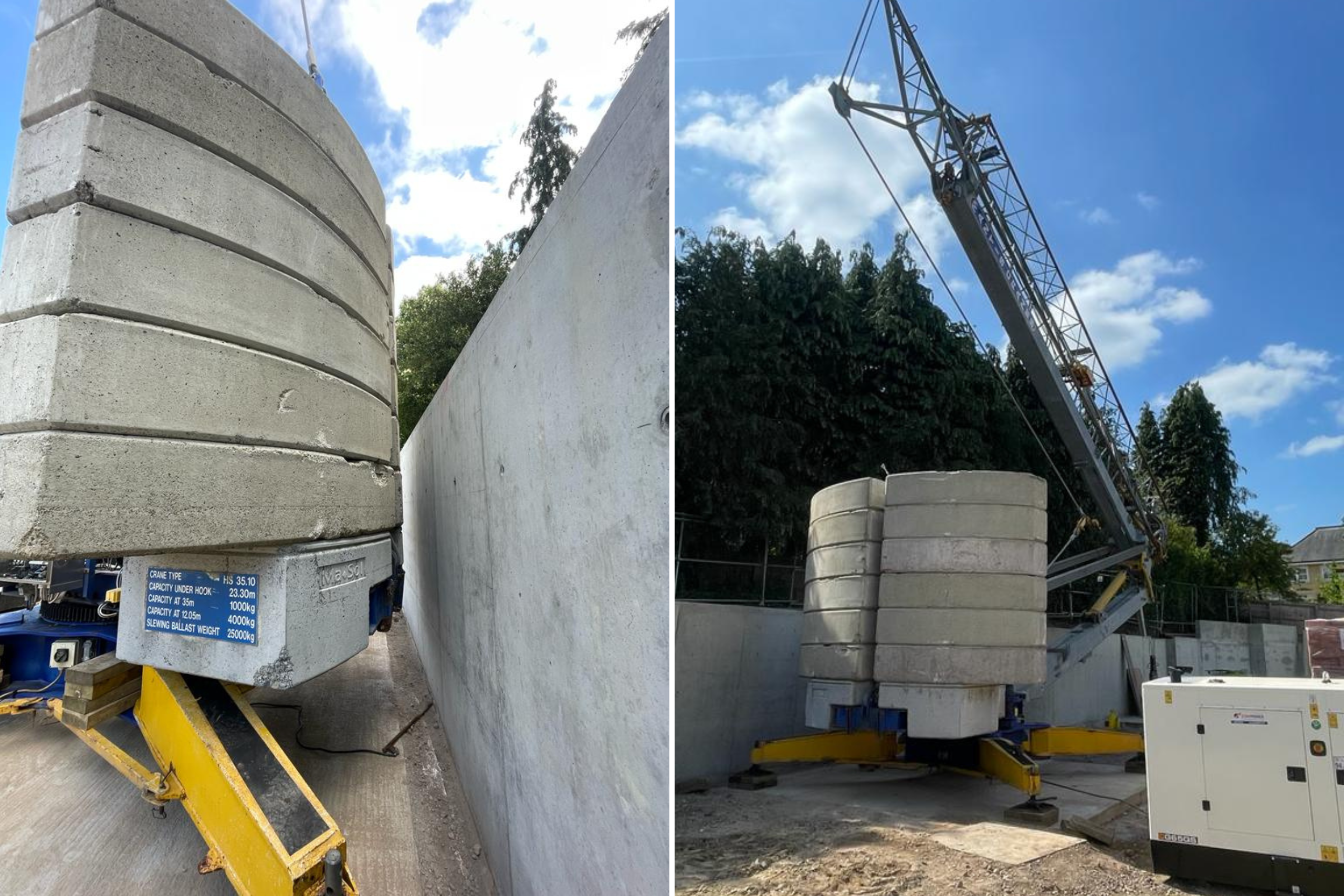 self erecting tower cranes A photo of 2 self erectors positioned close to a boundary wall on site