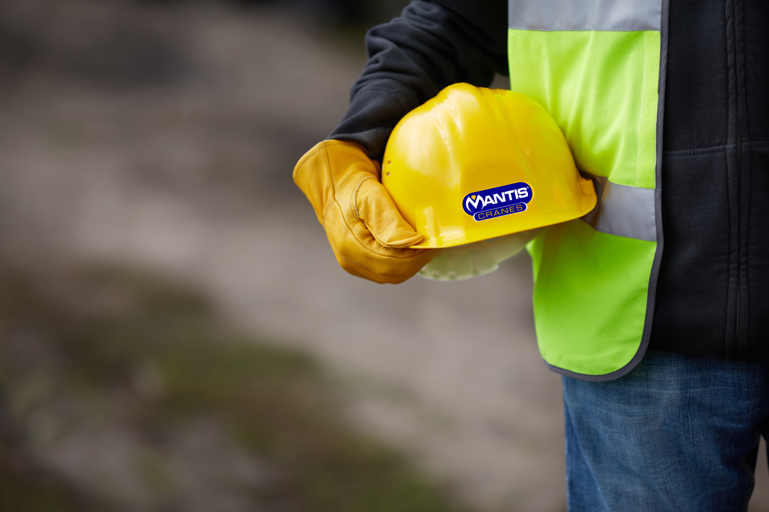 Tower crane hire ireland A photo of a Mantis Cranes engineer with a hard hat