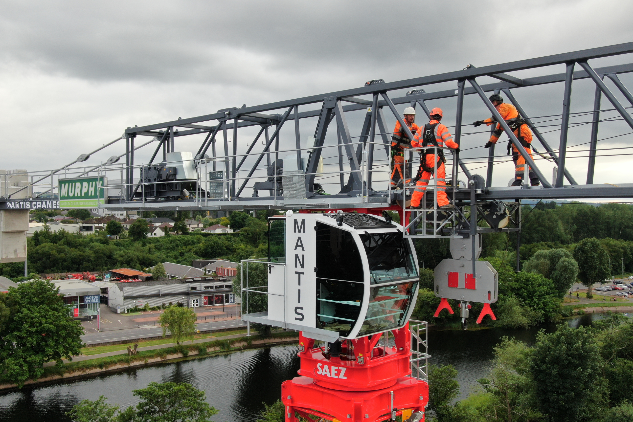 self erecting tower crane hire ireland A photo of the Mantis Cranes Engineers erecting a tower crane