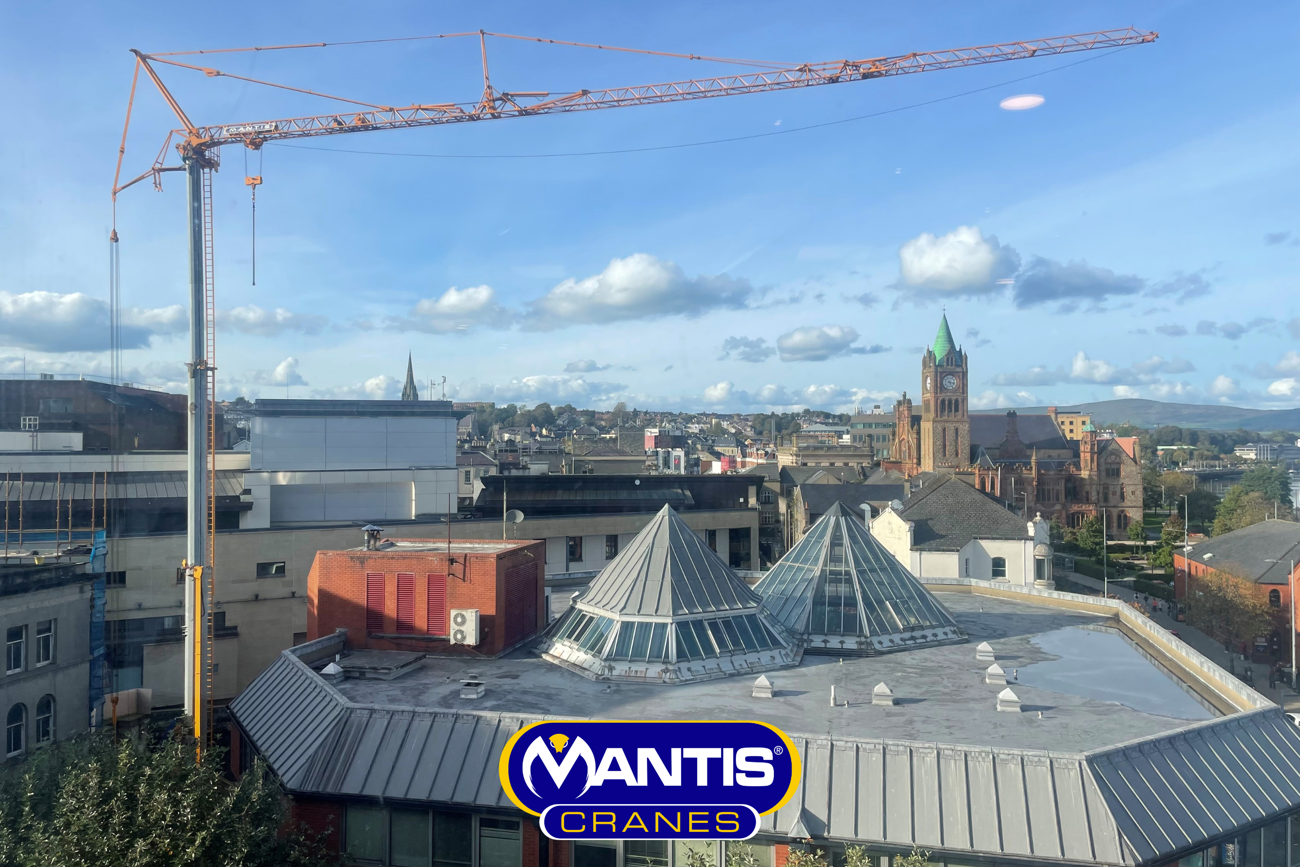 self erector crane hire A photo of a self erecting tower crane in Derry