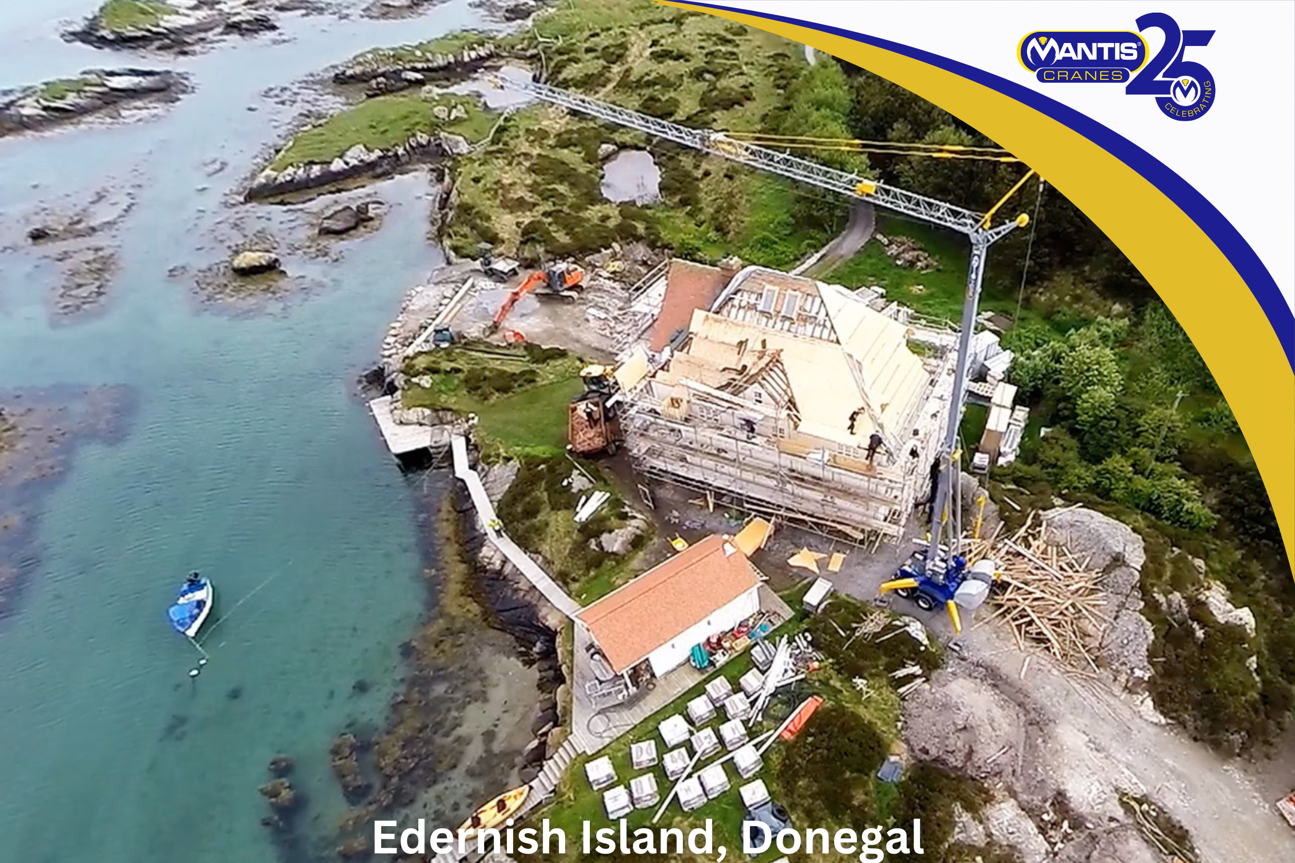 self erecting crane ireland A photo of a self erecting crane on Edernish Island, Donegal