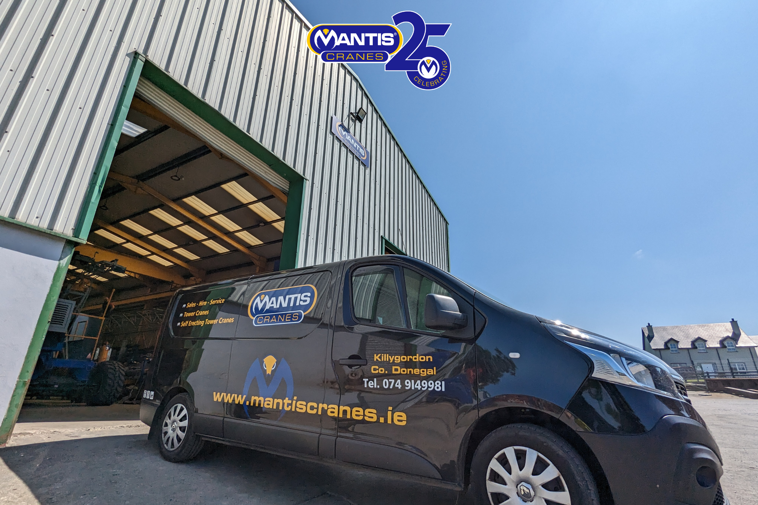 crane hire ireland A photo of a Mantis Cranes service van