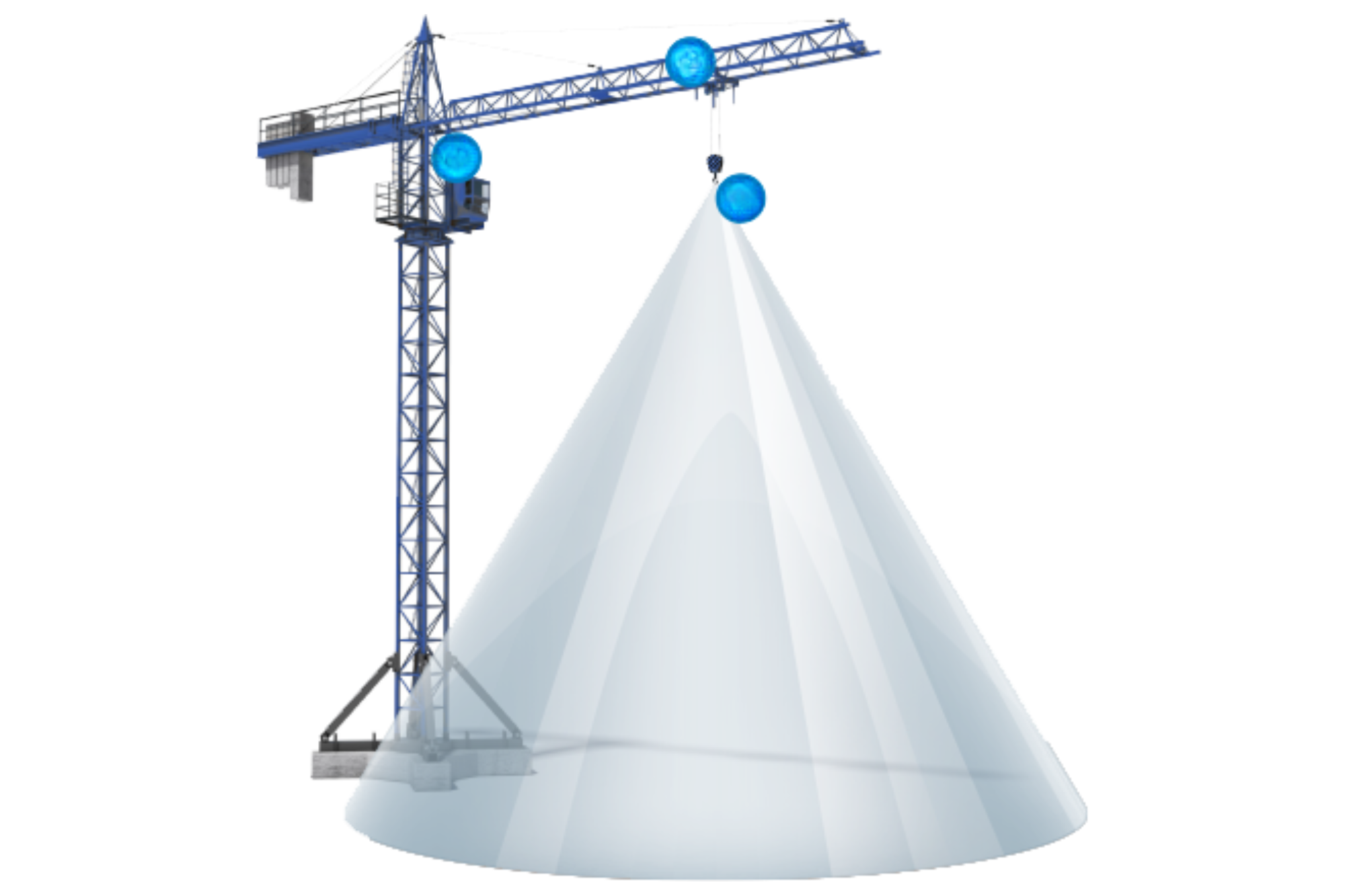 A photo of a crane hook camera system