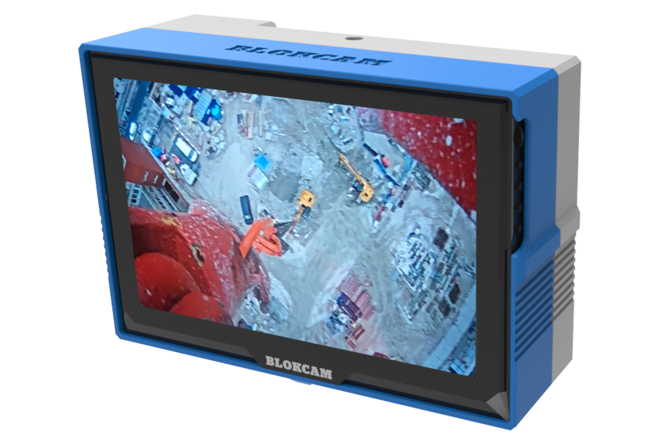 A photo of the monitor for a crane hook camera system
