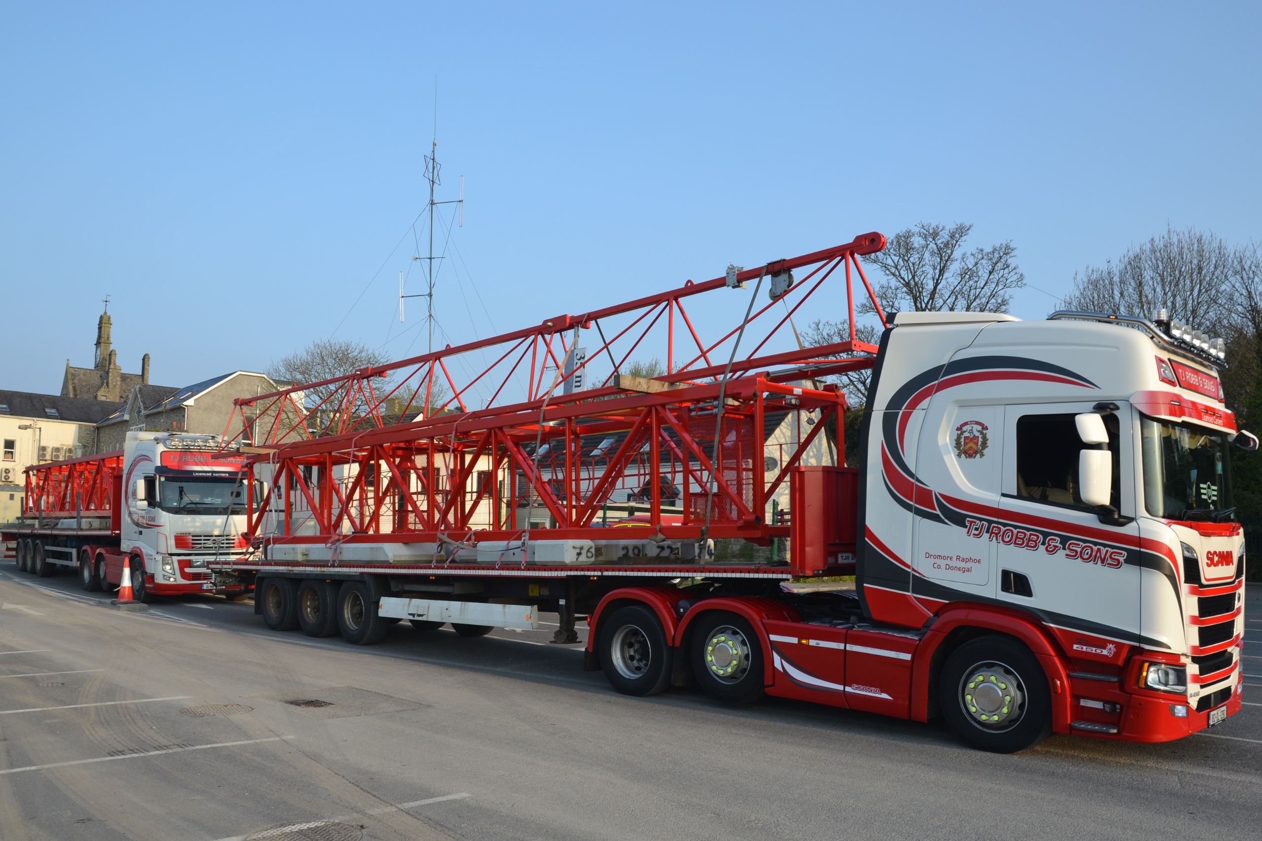 tower crane hire A photo of cranes being transported to site by Mantis Cranes