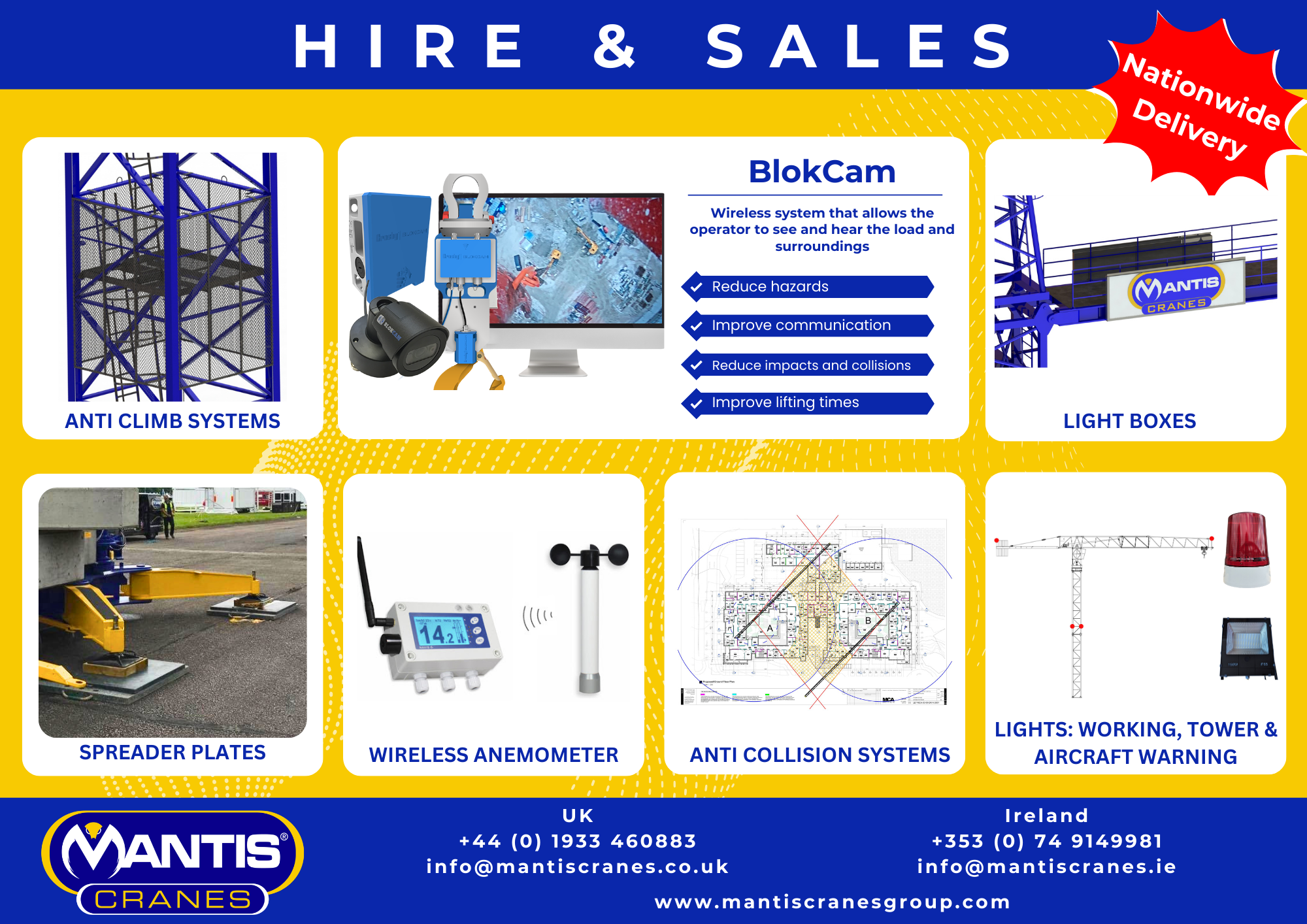 Accessories & Block Cam (A4 (Landscape)) a photo of all the crane accessories available from Mantis Cranes
